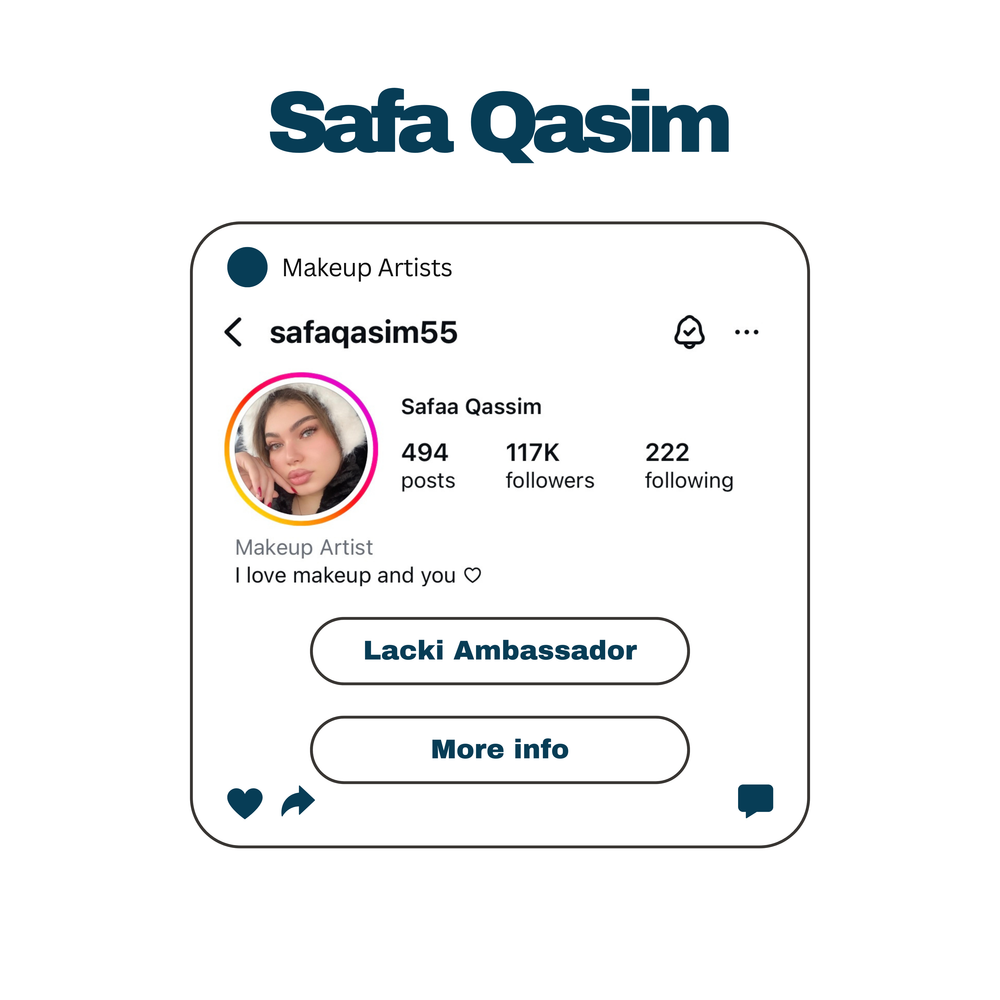 Safa Qasim's Instagram profile with profile picture, number of posts, followers, and following.
